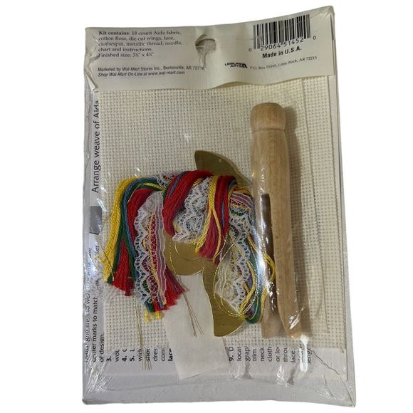 VTG Holiday Time Christmas Angels Poinsettias Cross Stitch‎ Kit #351452 Ornament - Picture 4 of 4